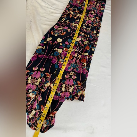ANTHROPOLOGIE Black and fuchsia floral MACI quilted top maxi sundress size L - Picture 16 of 16